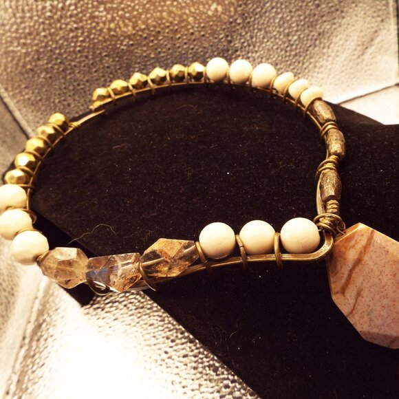 ARTISAN BUFFALO TURQUOISE, QUARTZ, LUCITE, GLASS COPPER FREEFORM NECKLACE 20 - Picture 6 of 6